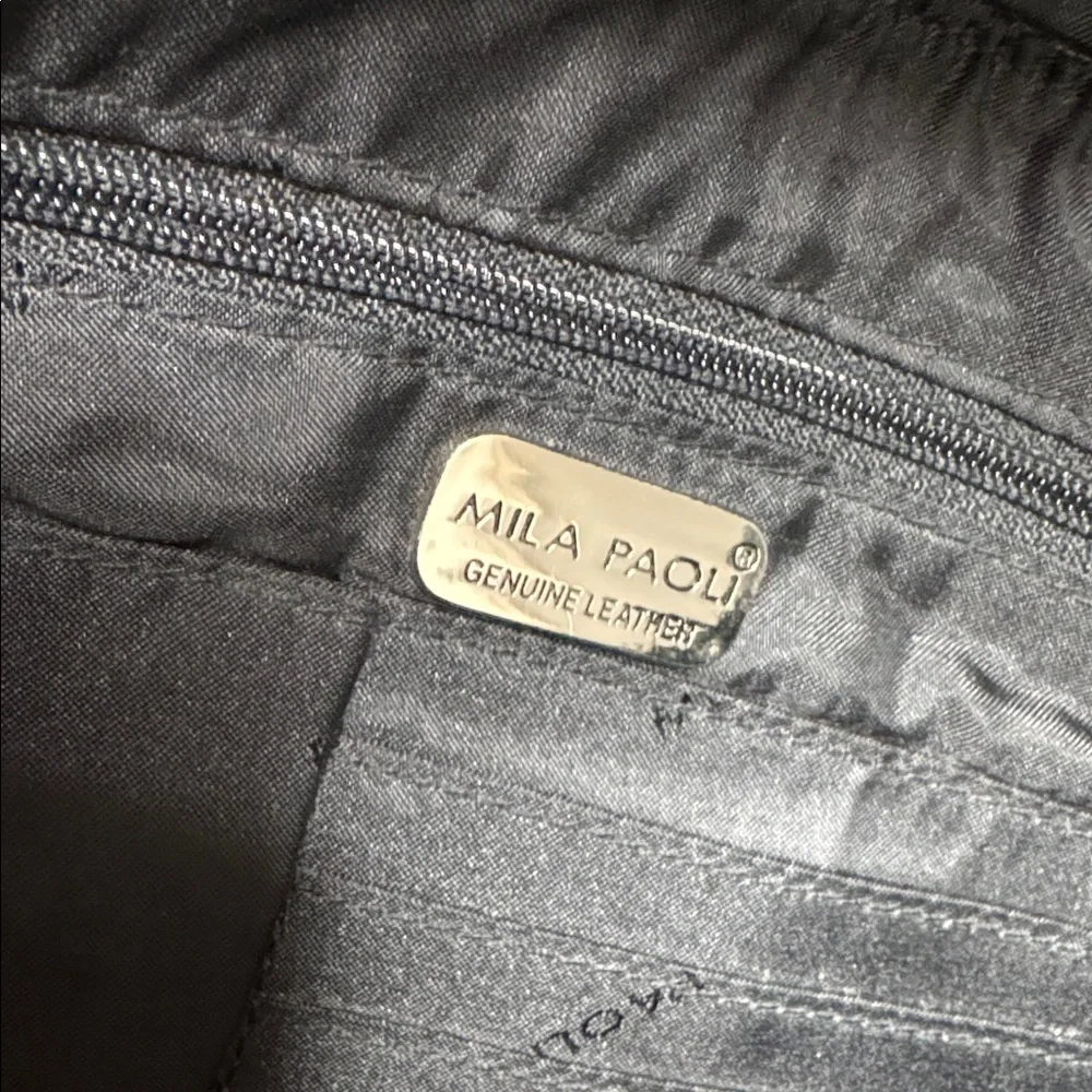 MILA PAOLI Classic Black Fine Leather Shoulder Bag Made In Italy - Picture 10 of 13